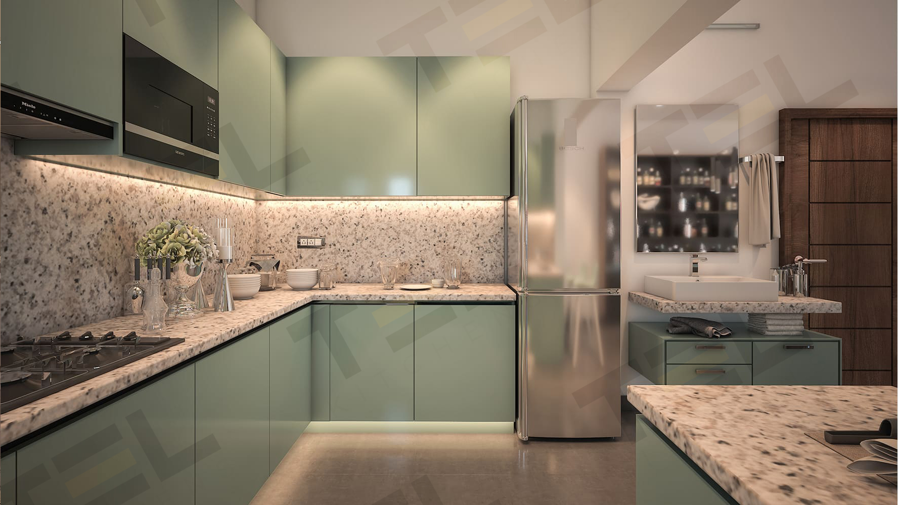 A Complete Guide To Design A Modular Kitchens In India   Modern Elegant Green Kitchen Designs 