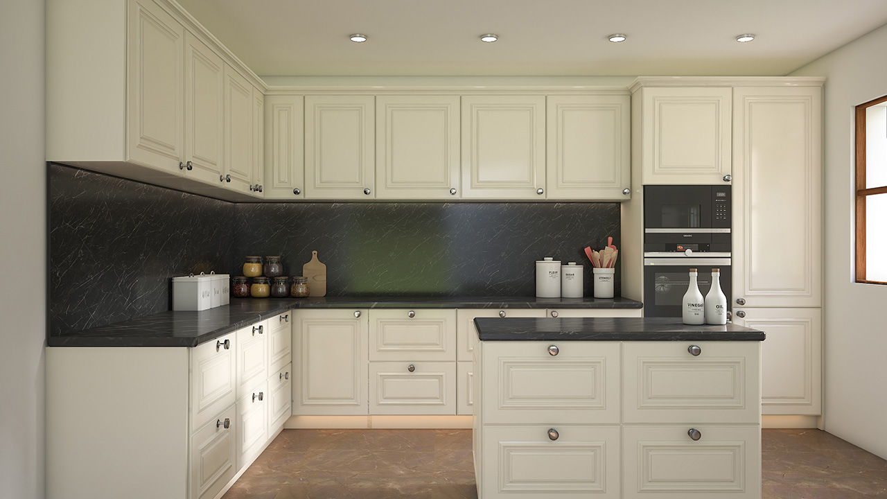 Sleek and classy kitchen design in neutrals 