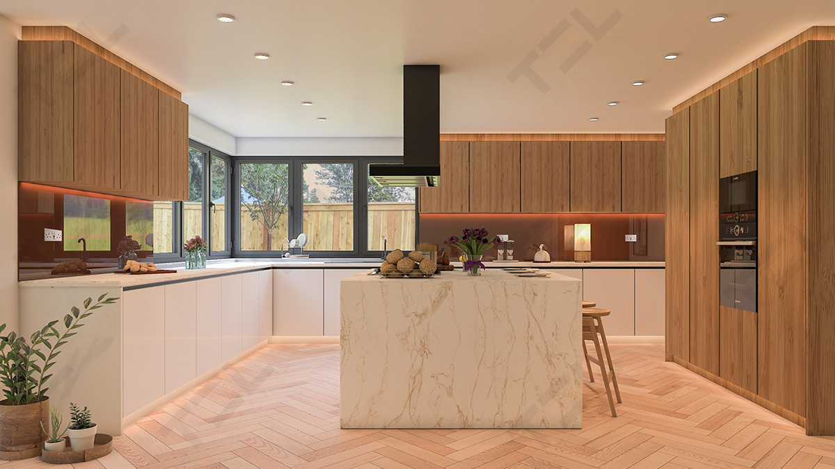 Bring in the warmth with a classy wooden U-shaped kitchen design