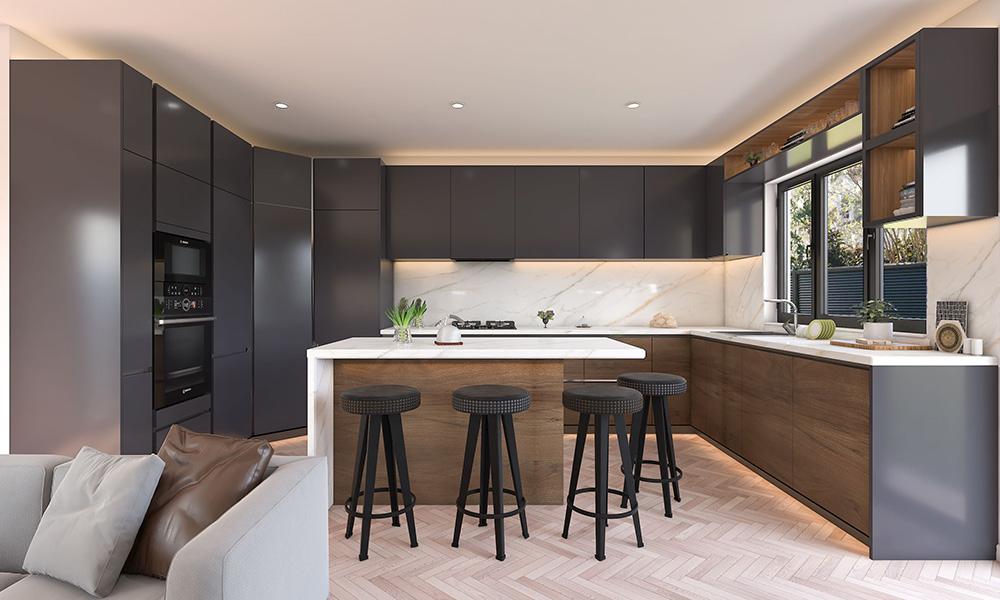 Timeless, Elegant and sleek Modular Kitchen by TEL