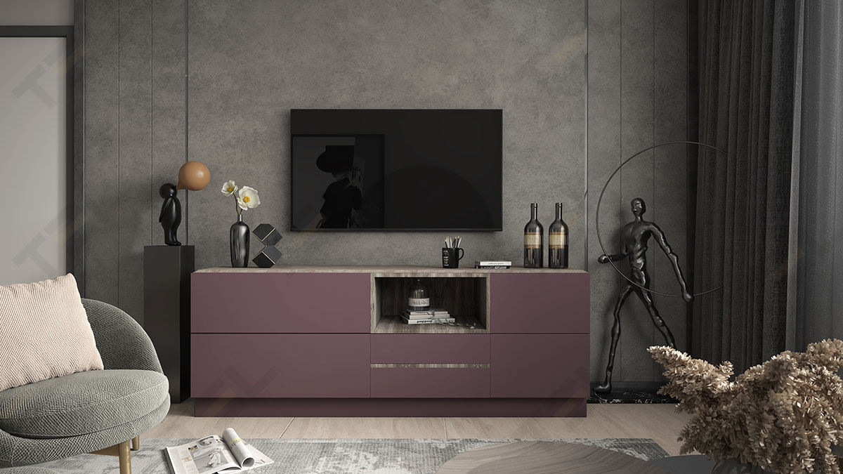 This media unit is a stunning piece crafted with a combination of traditional wood and a pop of colour, attaining the look of current trends of 2022