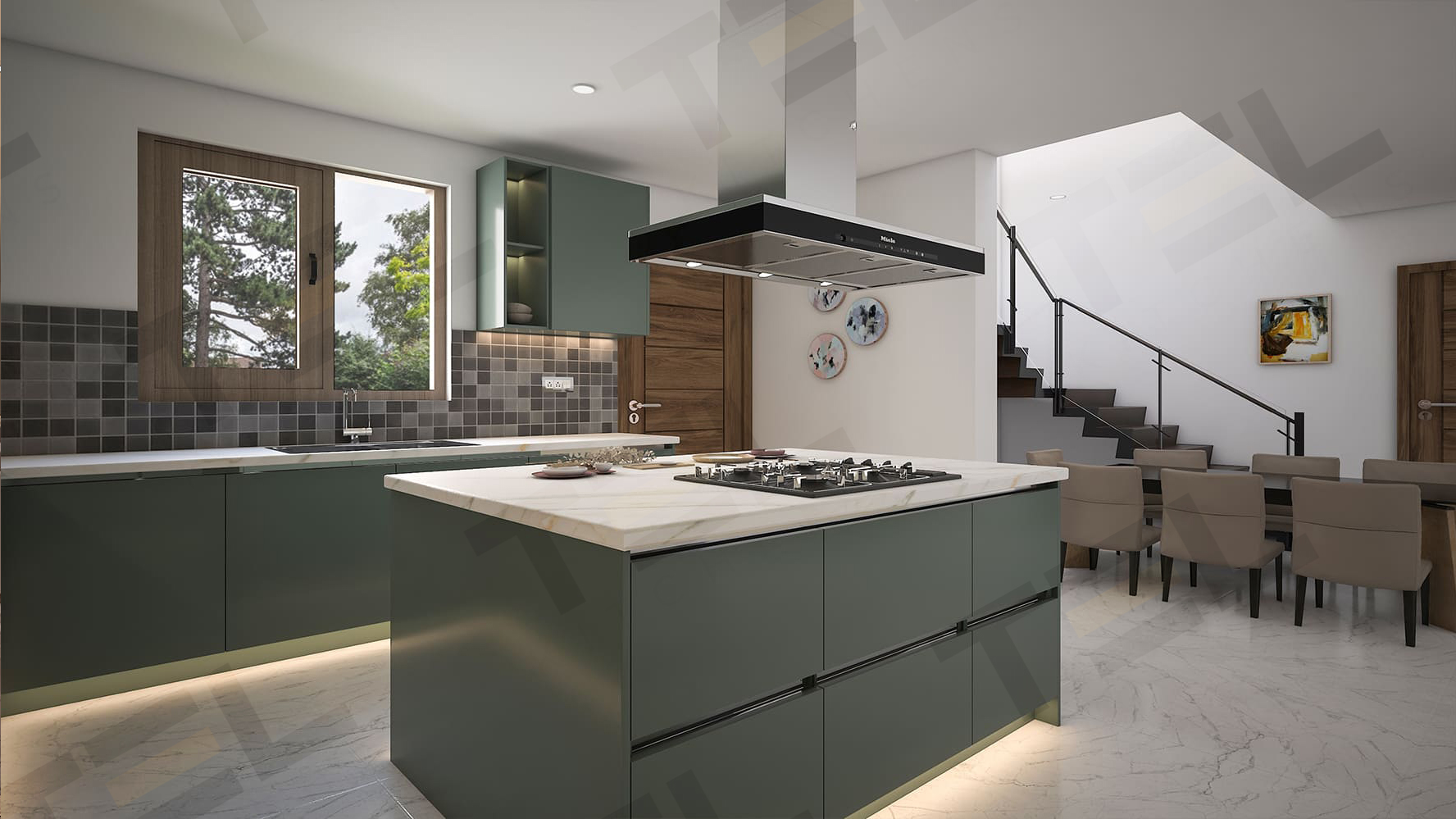 modular green kitchen
