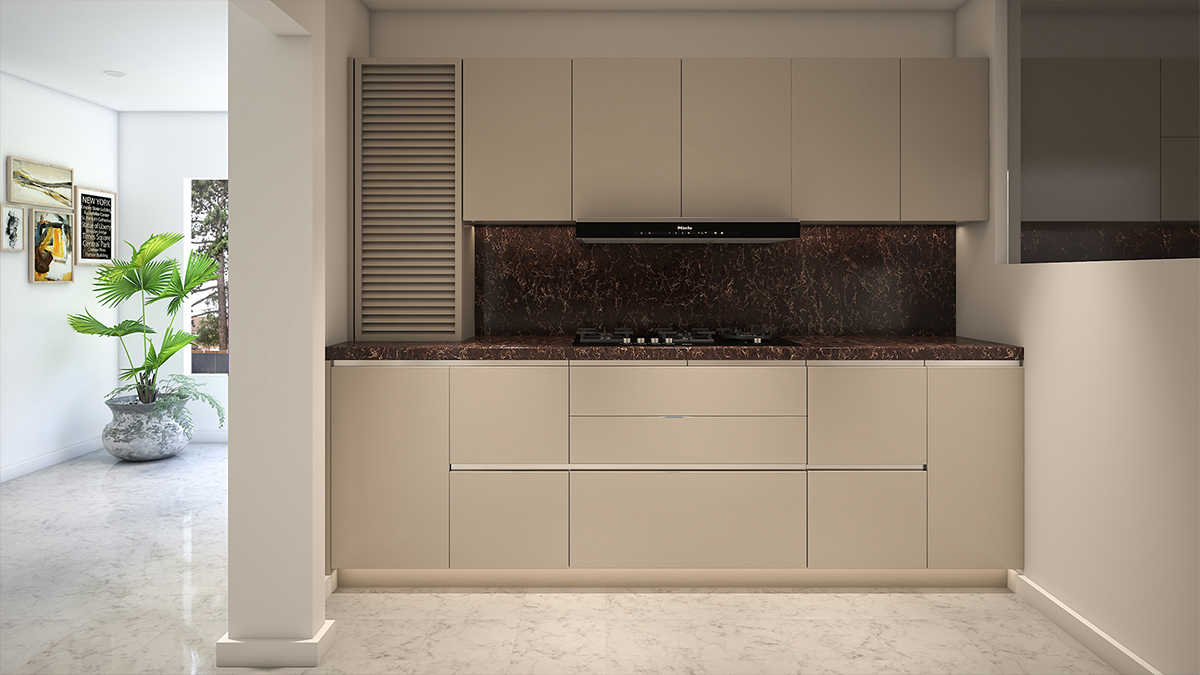 Sleek single wall kitchen design