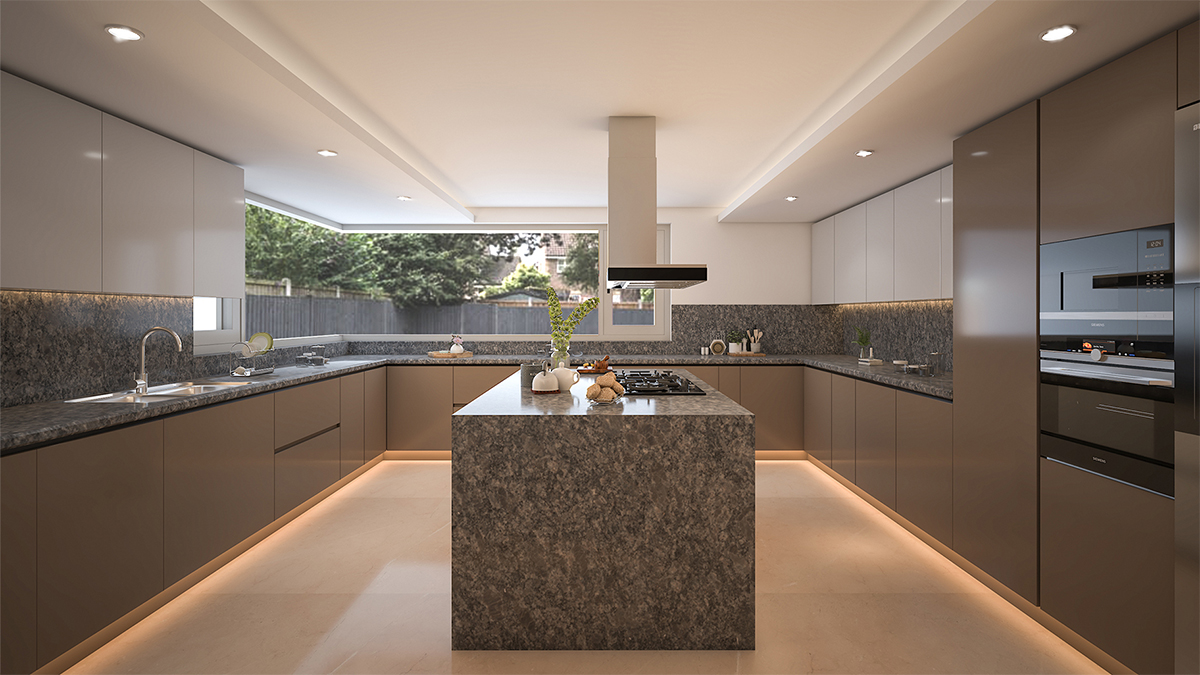 Elegant U-shaped kitchen design